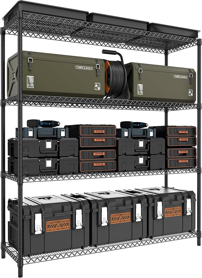 4 Tiers Storage Shelves Load 2640LBS, Metal Shelving Wire Metal Shelving Unit by MEIGAOPLASTICANDMETALHKCOLIMITED