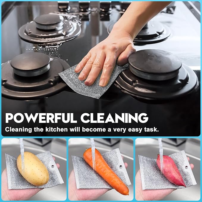 Steel Wool Scrubber, Wire Dishwashing Rags, Wet & Dry - Image 5