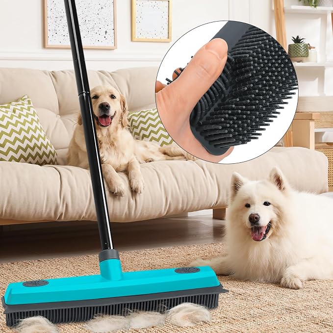 MAVRIZ Pet Hair Removal Broom Carpet Rake Rubber Broom - Image 2