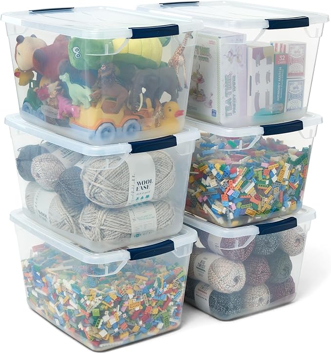 Rubbermaid Cleverstore Clear 32 Qt, 6 Pack Stackable Plastic Storage Bins by Rubbermaid