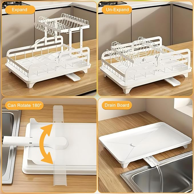Dish Drying Rack Large 2 Tier Carbon Steel Dish Rack - Image 5