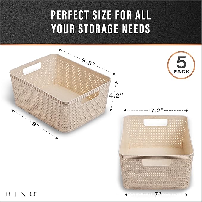 BINO | Woven Plastic Basket | Small, Space - Image 3