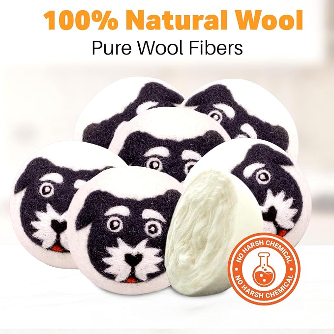 Wool Dryer Balls Organic Felt 6 Pack Laundry Fabric Softener, Extra Large - Image 6