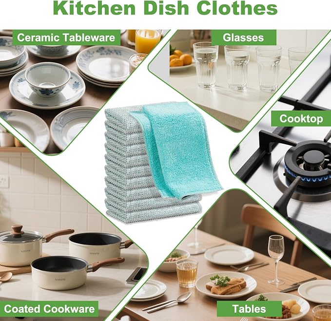 10counts Non Scratch Wire Dishcloth Multipurpose Wire Dishwashing Rag - Image 6