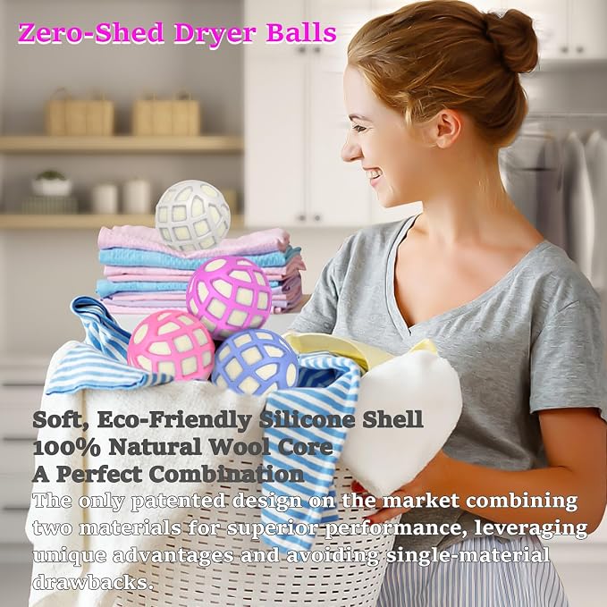 Dryer Balls – Patented Silicone Guard, Natural Wool Core, Super Anti-Tangle & - Image 2