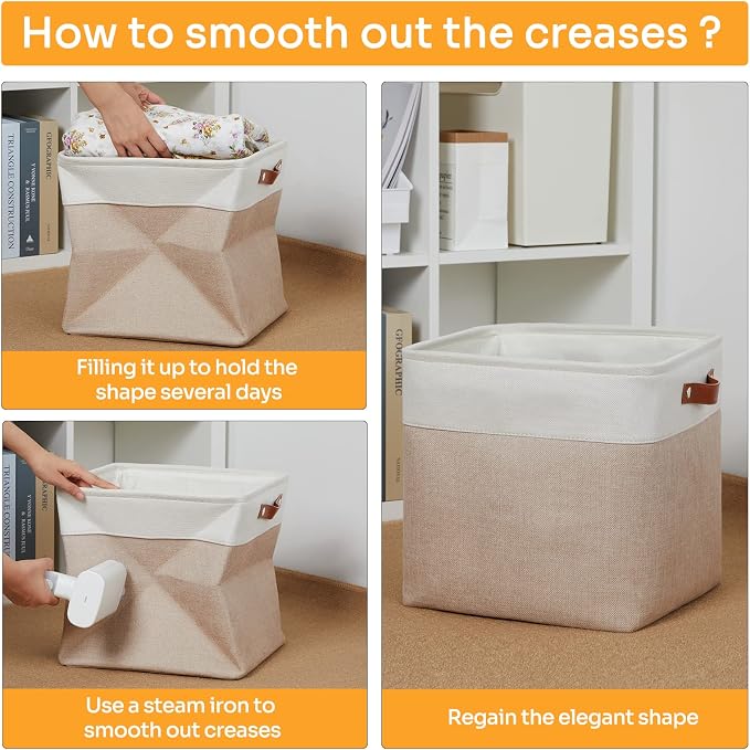 DULLEMELO Fabric Storage Cubes, 13 inch Cube Stroage Bins - Image 5