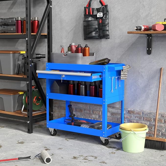 3 Tier Rolling Tool Cart Utility Cart on Wheels, Heavy Duty Tool Chest Storage - Image 2