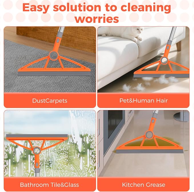 2-in-1 Air Broom, 180° Rotating 54 Inch Adjustable Silicone Rubber Broom - Image 5
