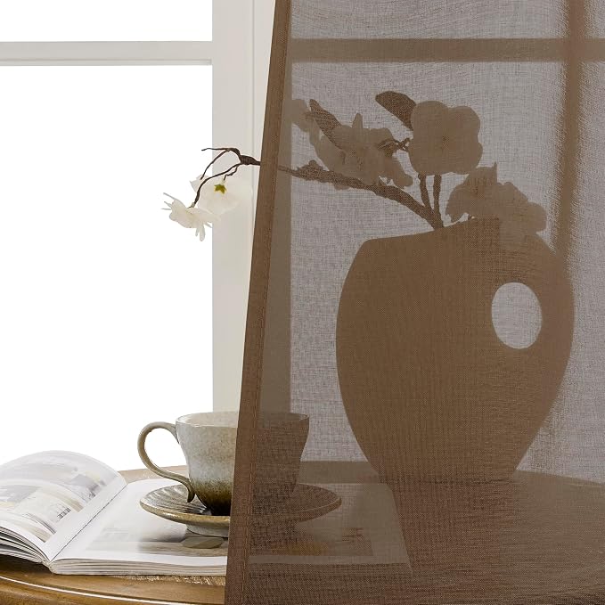 Tollpiz Sheer Door Curtains Closet Linen Textured Curtains Sheer Doorway Light - Image 9