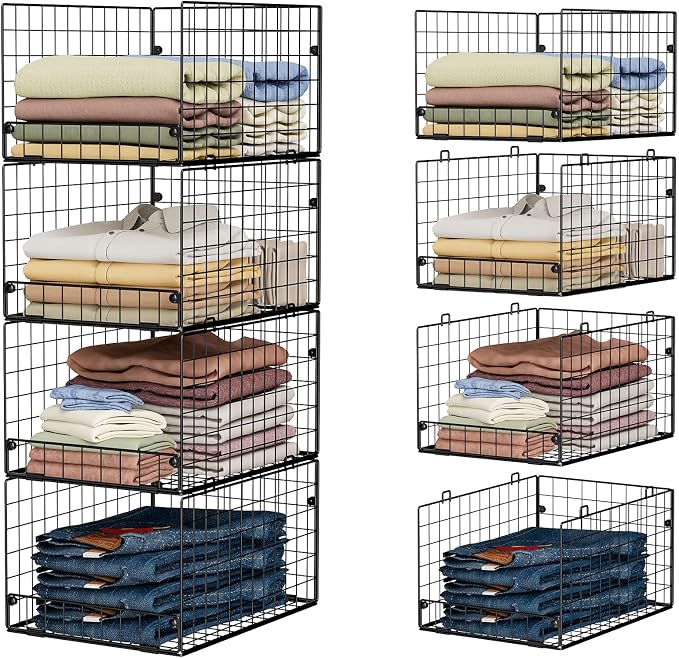 4-Tier Stackable Closet Organizers and Storage Shelves, Foldable Closet Shelf by FollowWithYociyogaTogether