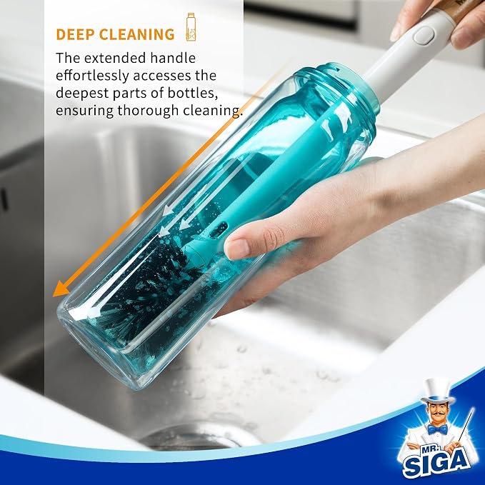 MR.SIGA Water Bottle Brush and Straw Cleaner Brush, Long Handle Bottle Cleaner - Image 3