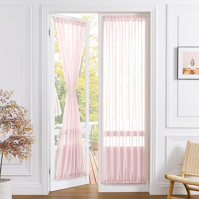 Tollpiz Sheer Door Curtains Closet Linen Textured Curtain Sheers Doorway Light by Tollpiz