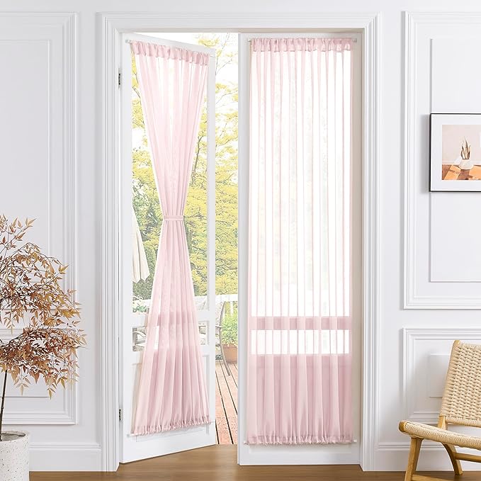 Tollpiz Sheer Door Curtain Closet Linen Textured Curtains Sheer Doorway Light by Tollpiz