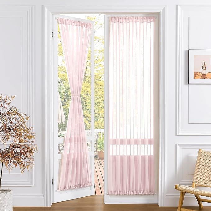 Tollpiz Sheer Door Curtain Closet Linen Textured Curtain Sheers Doorway Light by Tollpiz