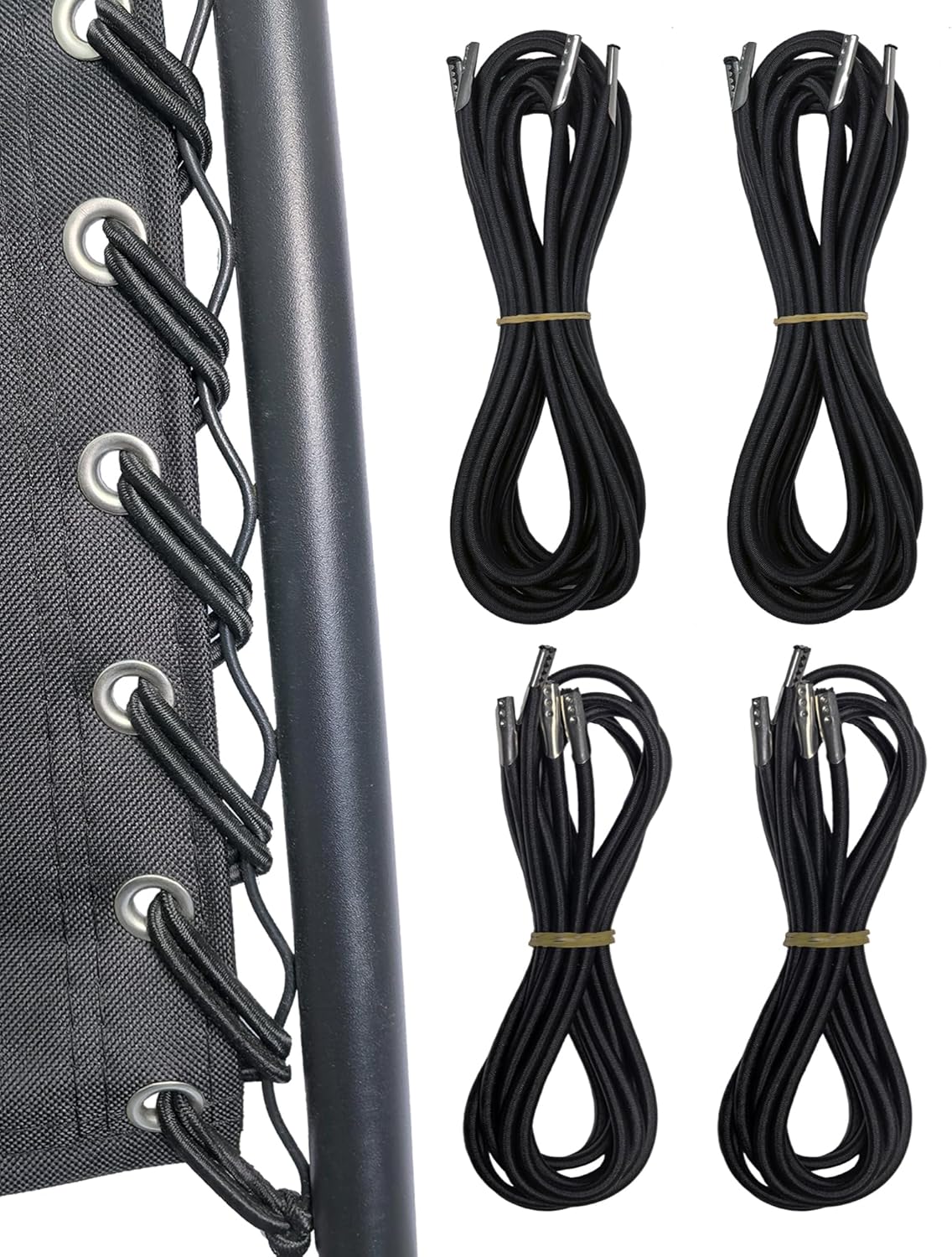 ZUSHALLMY 4 Pack Zero Gravity Chair Replacement Cord, Universal Elastic Cords for Reclining Lounge, Patio, Lawn, Beach and Chairs, Repair Loose or Sagging Seats