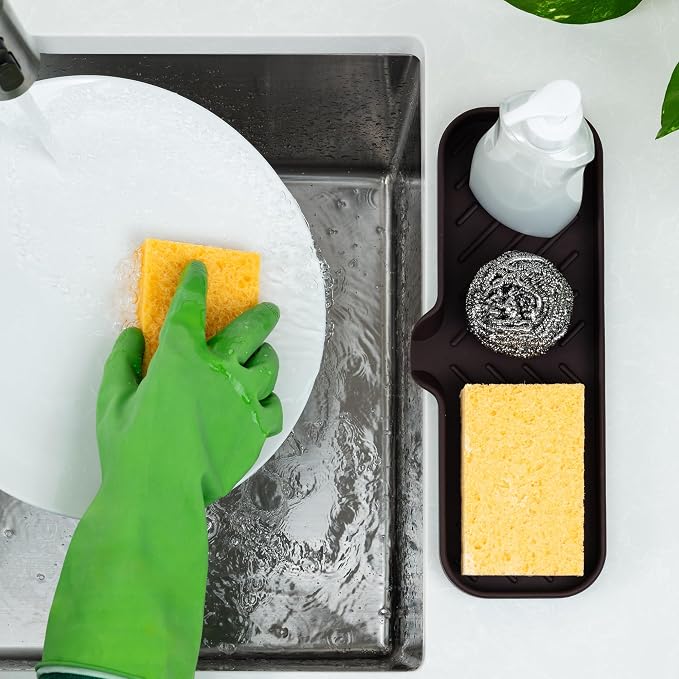 Zulay Kitchen Large Silicone Sponge Holder – Flexible Sink Organizer Tray - Image 3