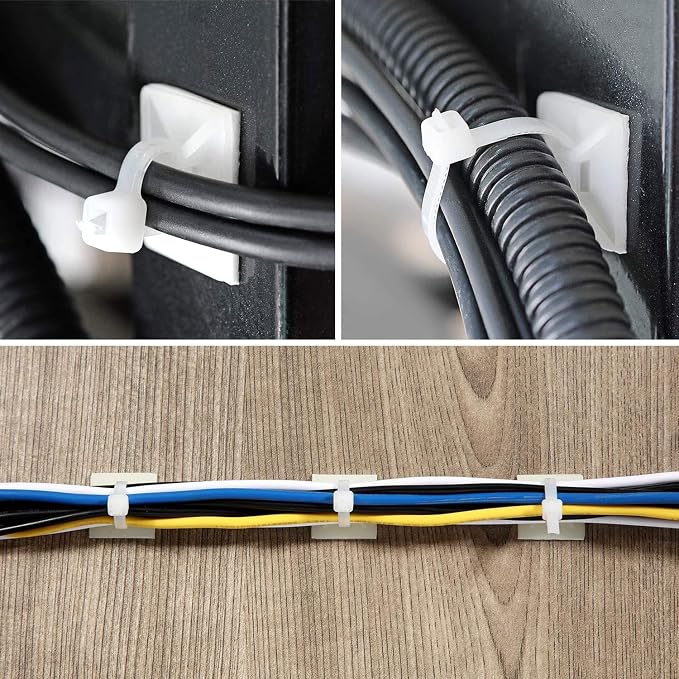 Strong Back-Glue Self Adhesive Cable Zip Tie Mounts Kit - Image 5