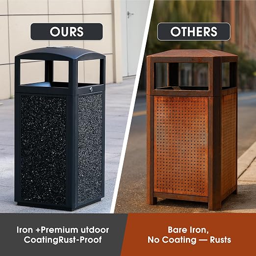 Commercial Metal Outdoor Trash Can - Image 4