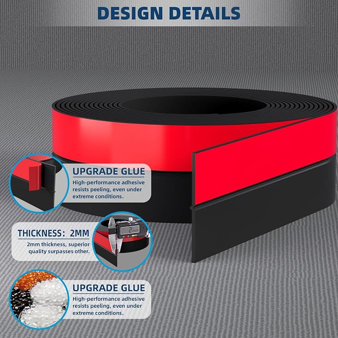 Heavy-Duty 36 ft x 1 in Weather Stripping, Extra Thick 2mm Door Draft Stopper - Image 4