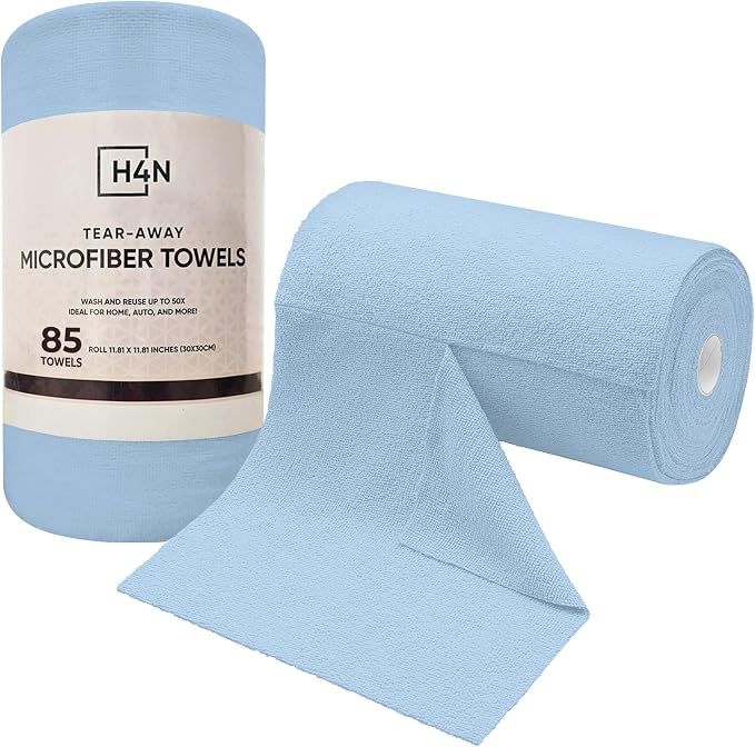 H4N Microfiber Cleaning Cloth Roll, 85 Pack Micro Fiber Wash Cloths by H4N
