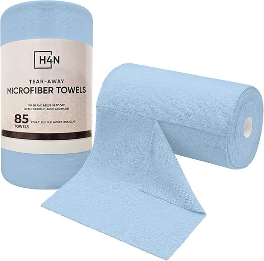 H4N Microfiber Cleaning Cloth Roll, 85 Pack Micro Fiber Wash Cloths by H4N