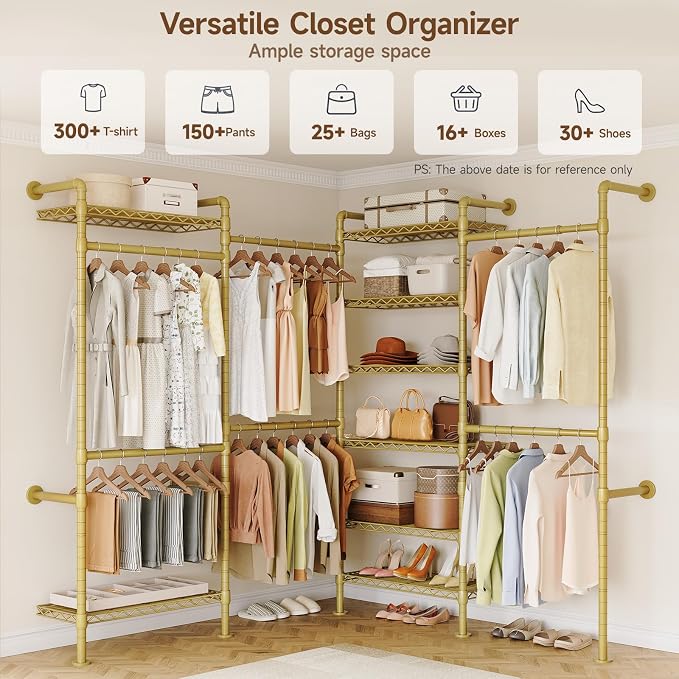 ONBRILL L4 Wall Mounted Industrial Pipe Clothing Rack, Closet Organizer System - Image 9