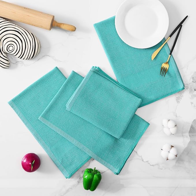 Homaxy Premium Kitchen Towels, Large Cotton Kitchen Hand Towels, Flat and Terry - Image 5