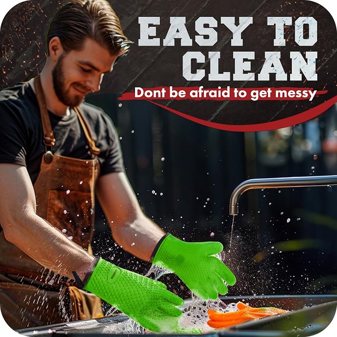 KITCHEN PERFECTION XL Silicone Smoker Oven Gloves-Extreme Heat Resistant BBQ - Image 7