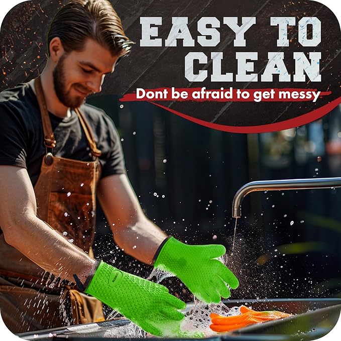 KITCHEN PERFECTION S Silicone Smoker Oven Gloves -Extreme Heat Resistant BBQ - Image 7