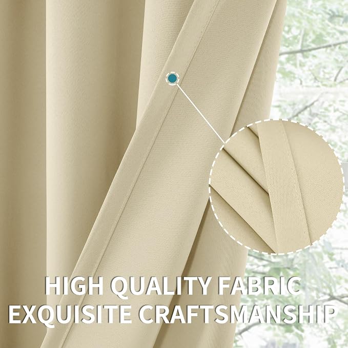 BGment Beige Blackout Curtains for Kitchen Cafe Window 34 x 40 Inch Long - Image 5