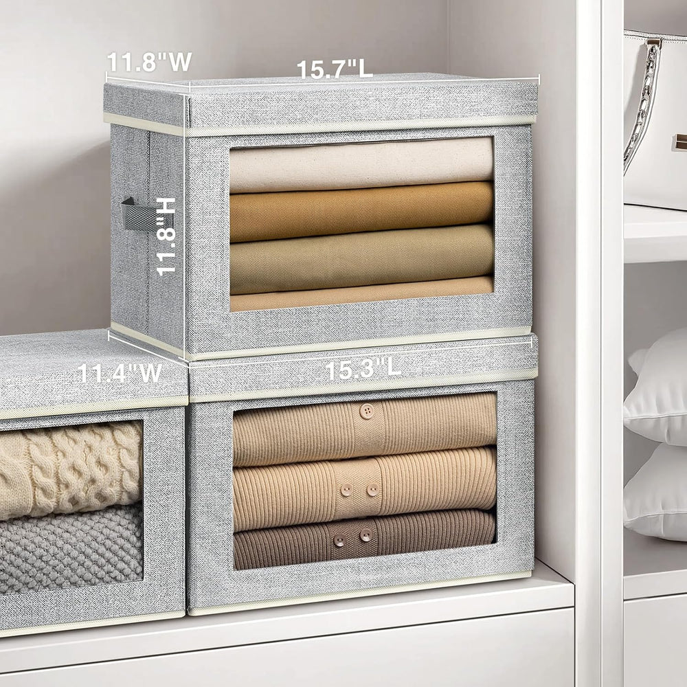 Homsorout Stackable Storage Bins with Lids - Large Decorative Basket with Lid...