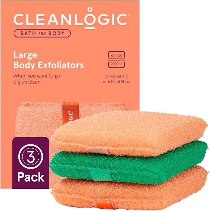 Cleanlogic Bath and Body Exfoliating Body Scrubber, Large Exfoliator Tool by Cleanlogic