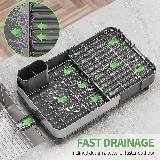 Expandable Dish Drying Rack, Foldable 304 Stainless Steel Dish Rack - Image 4