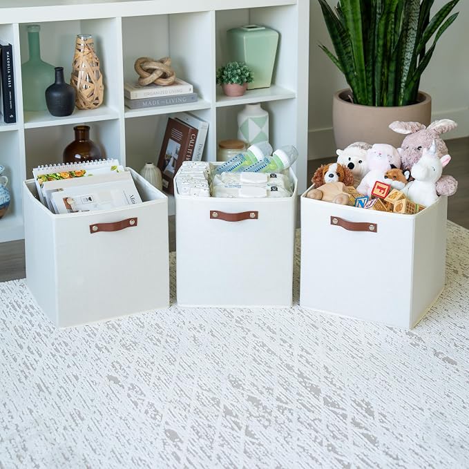 OrganiHaus 13x13 Cube Fabric Storage Bins Set of 4, Fabric Storage Cubes w/ - Image 4