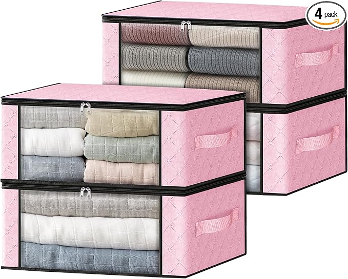 HomeHacks Storage 4-Pack Clothes Organizer Storage Bags Foldable Storage Box by HomeHacks