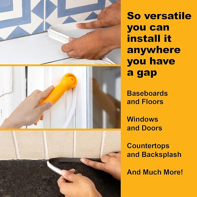 InstaTrim New & Improved Self-Adhesive Caulk Trim, 1/2" x 10', Water Resistant - Image 2