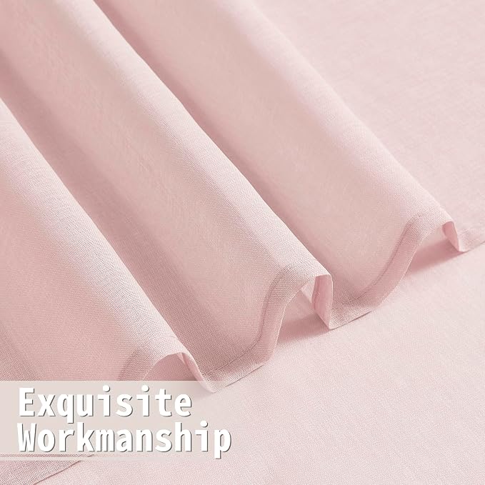 Tollpiz Sheer Door Curtains Closet Linen Textured Curtain Sheers Doorway Light - Image 8