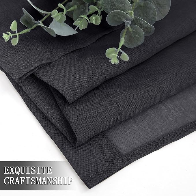 Tollpiz Sheer Curtains Linen Textured Bedroom Curtain Sheers Light Filtering - Image 7