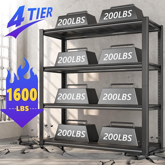 Raybee 40" W Garage Shelving Heavy Duty Storage Shelves 56.9" H Metal Shelving - Image 4