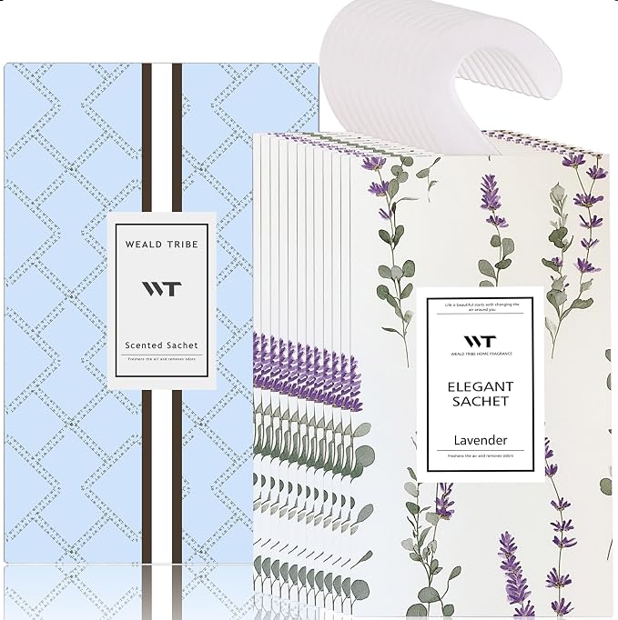 WEALD TRIBE 12 Packs Large-Bag Eucalyptus & Lavender Scented Sachets by WEALD+TRIBE