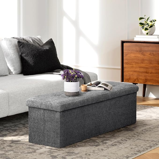 Athena Collection 43" Storage Ottoman Bench Folding Bench - Image 2