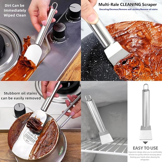 2 PCS Stainless Steel Scrapers – Multifunctional Scraper Cleaning Tool - Image 3