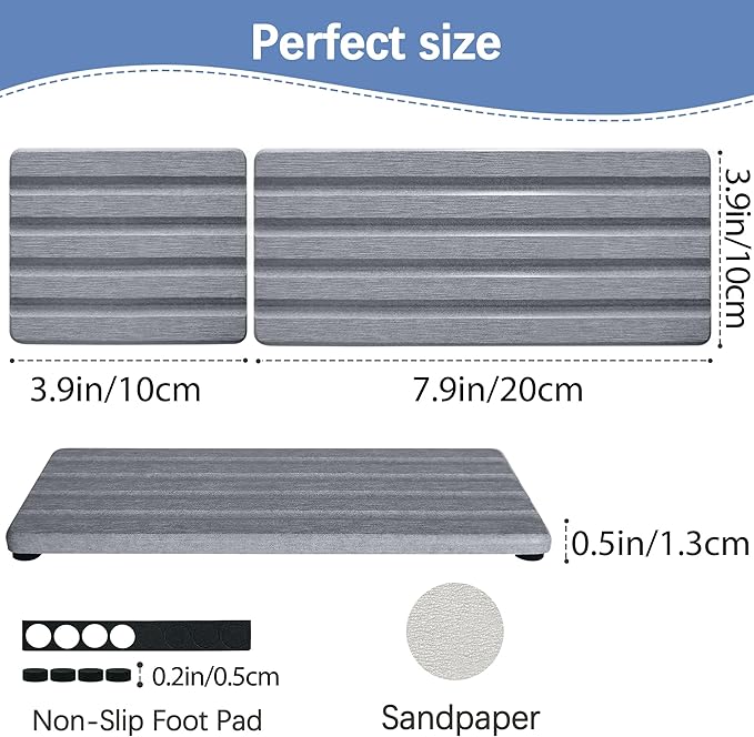 Set of 3 Diatomite Hand Soap Holder, Water Absorbing Stone Tray - Image 4