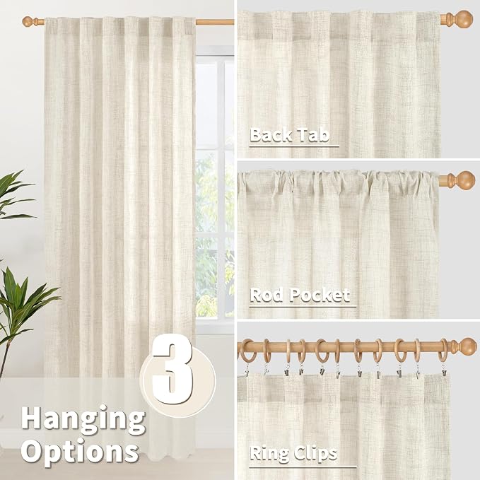 YoungsTex Linen Semi Sheer Curtains 78 Inch Length - Image 6