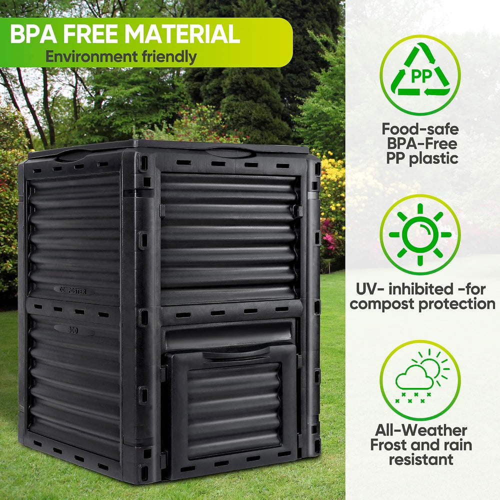 SUPER DEAL 80 Gallon Compost Bin, Outdoor 300 L Garden Composter, Large Capac...