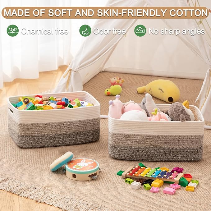 Large Storage Basket for Organizing, Woven Rope Basket for Shelves, Closet - Image 4