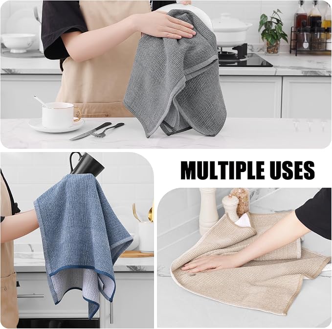 Homaxy Premium Kitchen Towels, Large Cotton Kitchen Hand Towels, Flat and Terry - Image 4