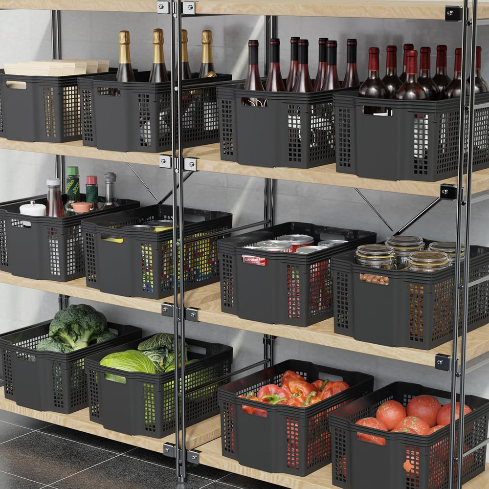 Stackable Woven Basket, Pantry Storage Bins, 12 Pack Baskets Set