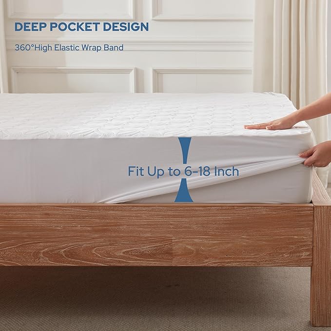 BEDLORE Waterproof Mattress Protector, Queen Size Noiseless Mattress Pad - Image 4