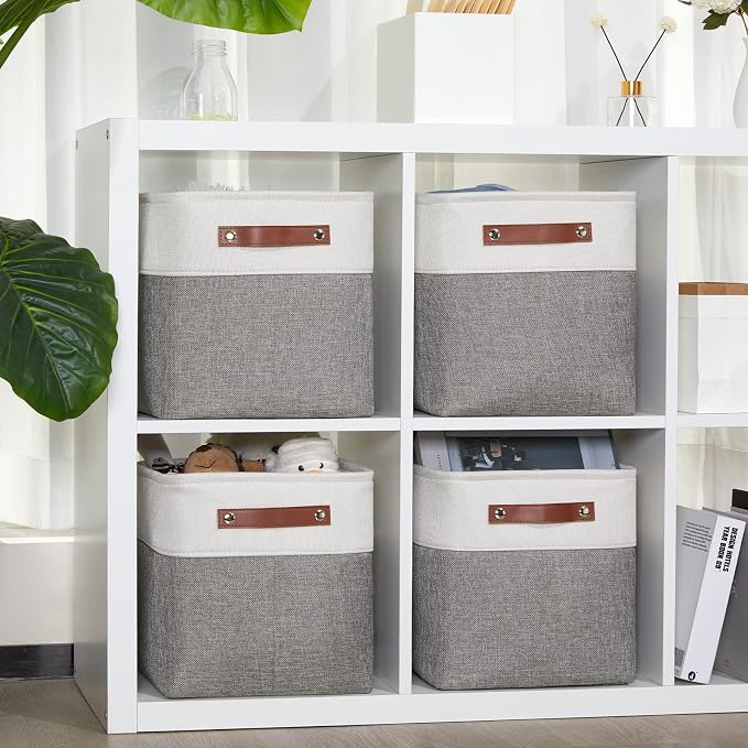 DULLEMELO 11 Inch Cube Storage Bins Fabric Storage Cubes 4 Pack Foldable Cube - Image 3